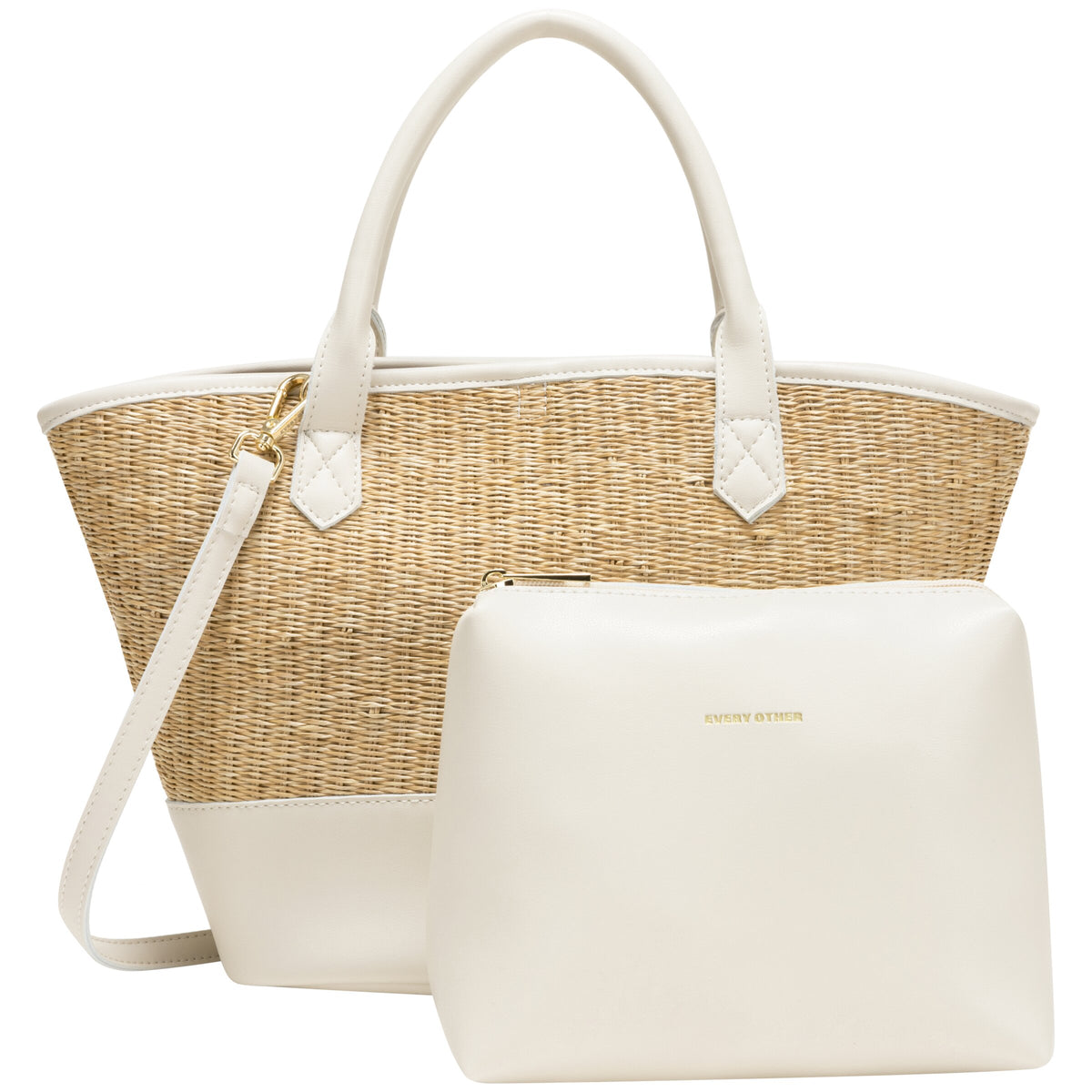 Every Other Straw Large shoulder bag Cream