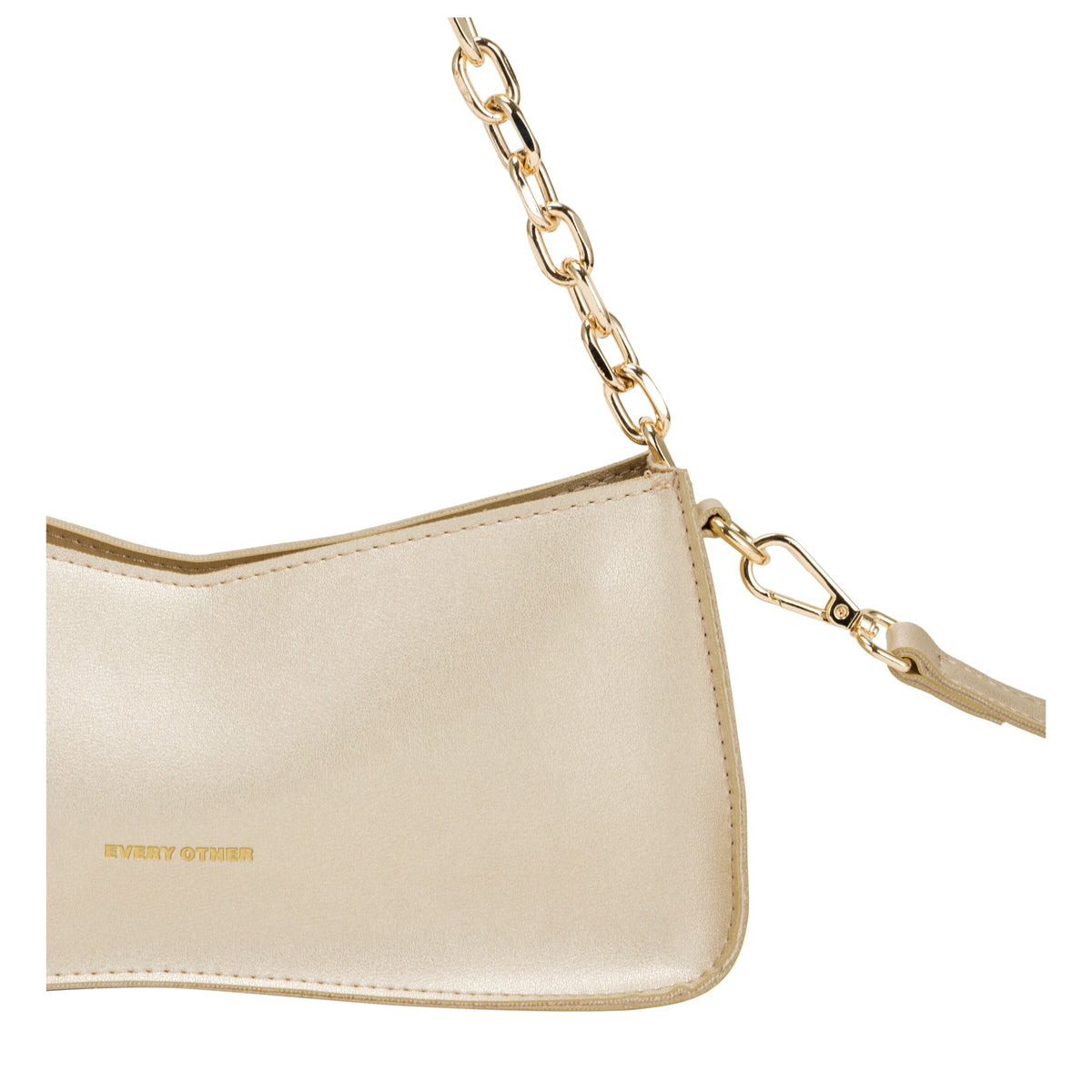 Every Other Chain Detail Baguette Bag in Gold