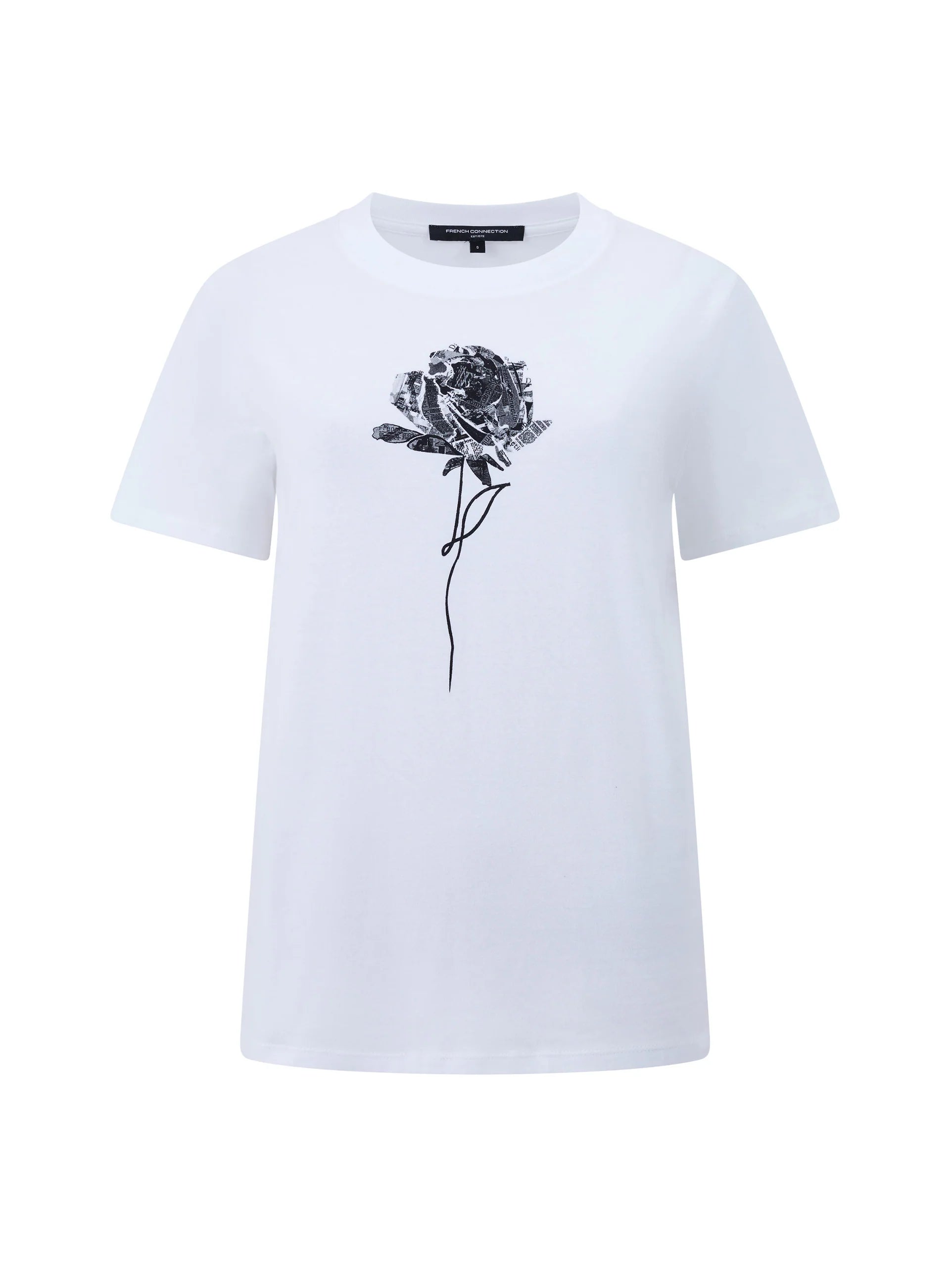 French Connection Rose Logo Graphic Tshirt White