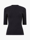 French Connection Regina Jersey Striped Top Black/White