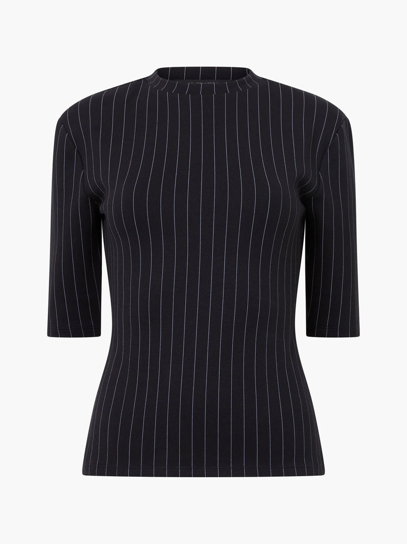 French Connection Regina Jersey Striped Top Black/White