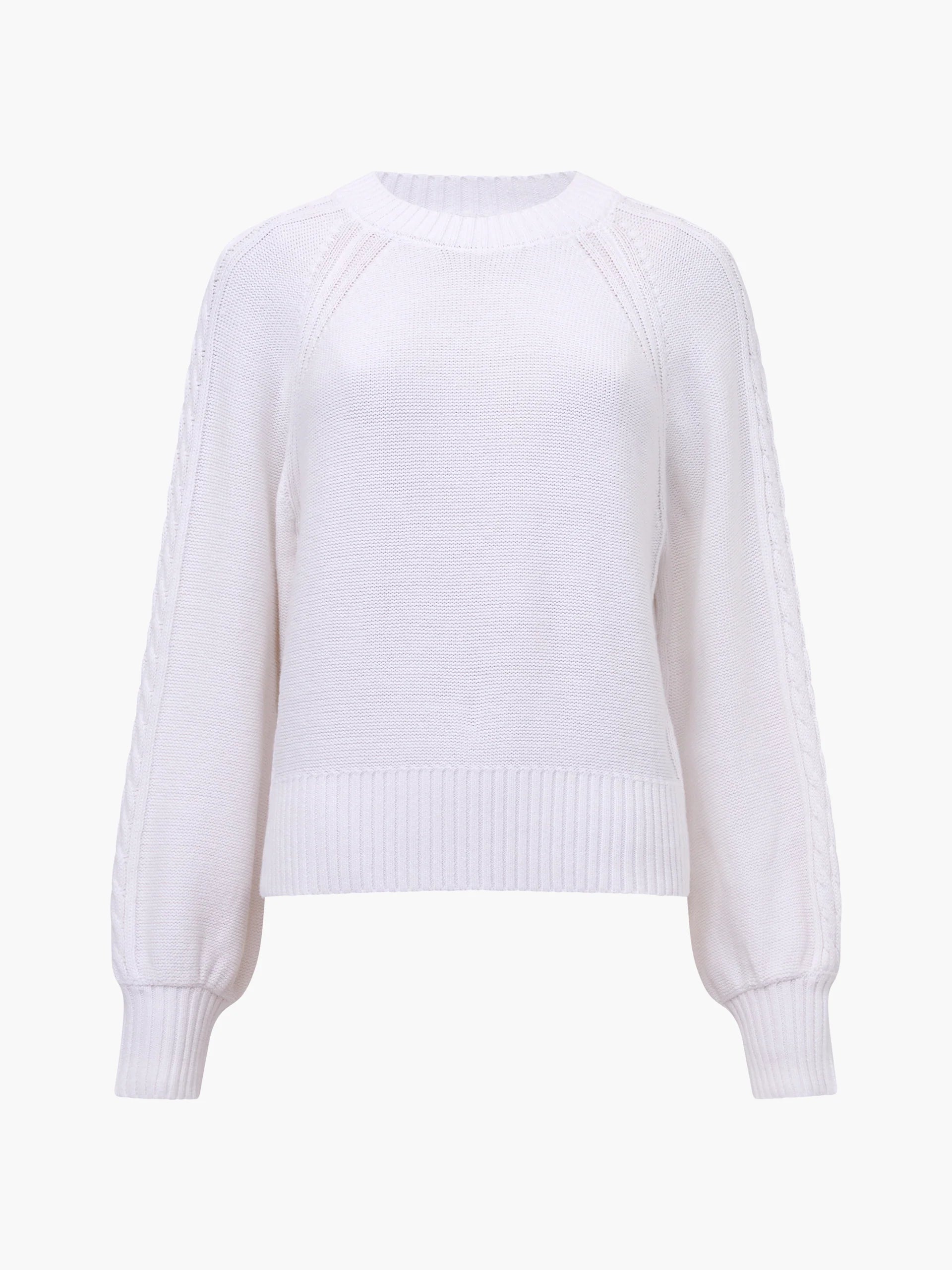 French Connection Lily Cable Knit Jumper Linen White