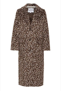 Saint Tropez Fideli Animal Print Coat In Chocolate Brown