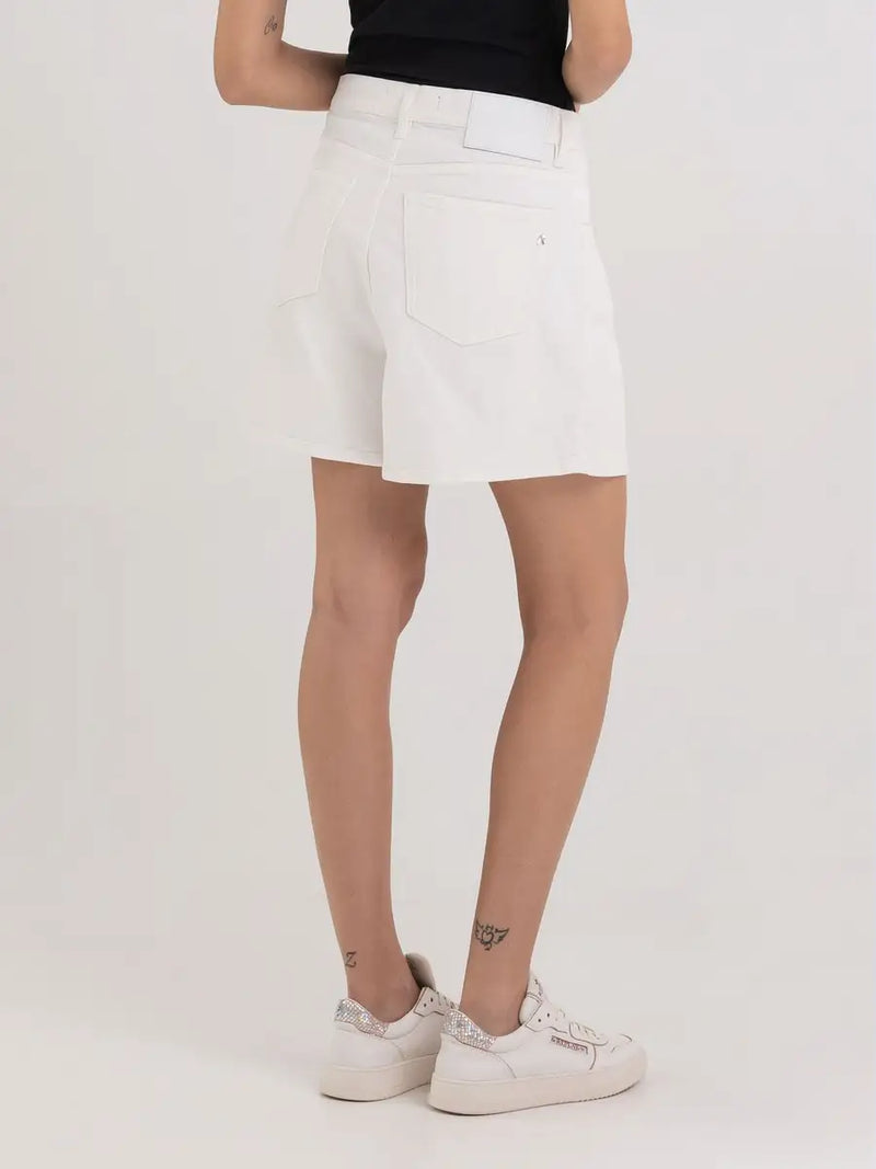 Replay White Detailed Shorts