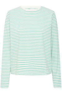 ICHI IHMIRA Striped Long Sleeved Top Green Cream