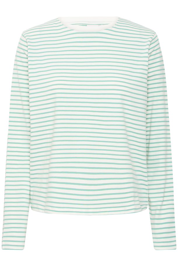 ICHI IHMIRA Striped Long Sleeved Top Green Cream