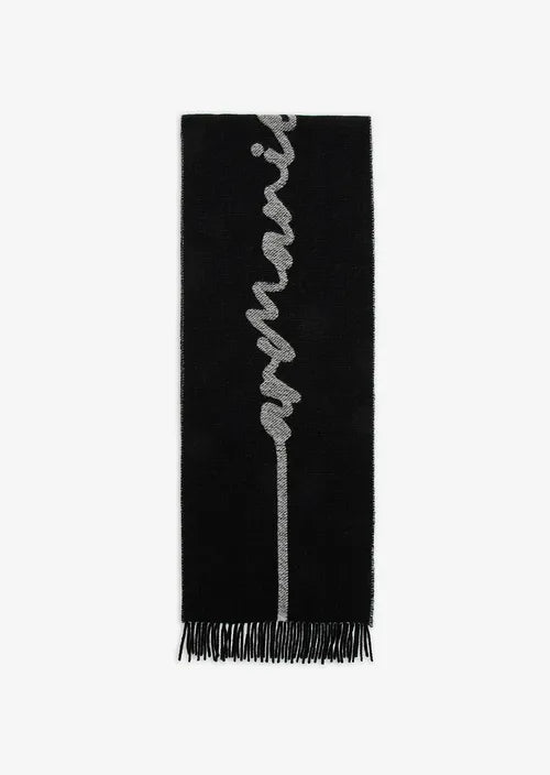 Armani Exchange Wool Logo Scarf Black