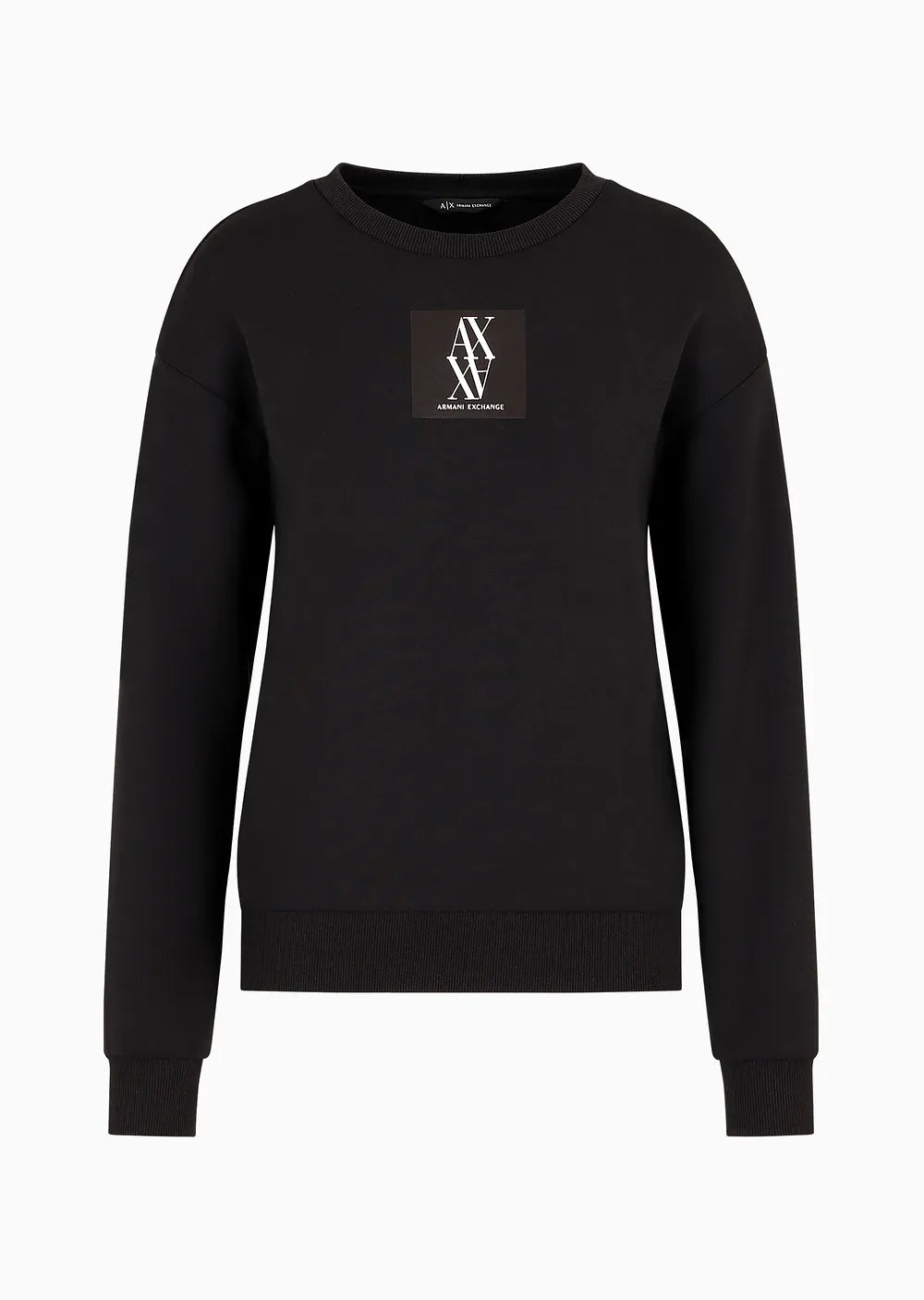 Armani Exchange  Black Crew Neck Sweatshirt With Monogram Patch